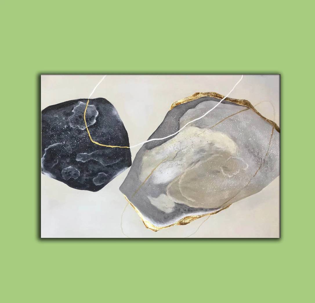 Black Giant White Abstract Canvas Artwork P4CJV wall art